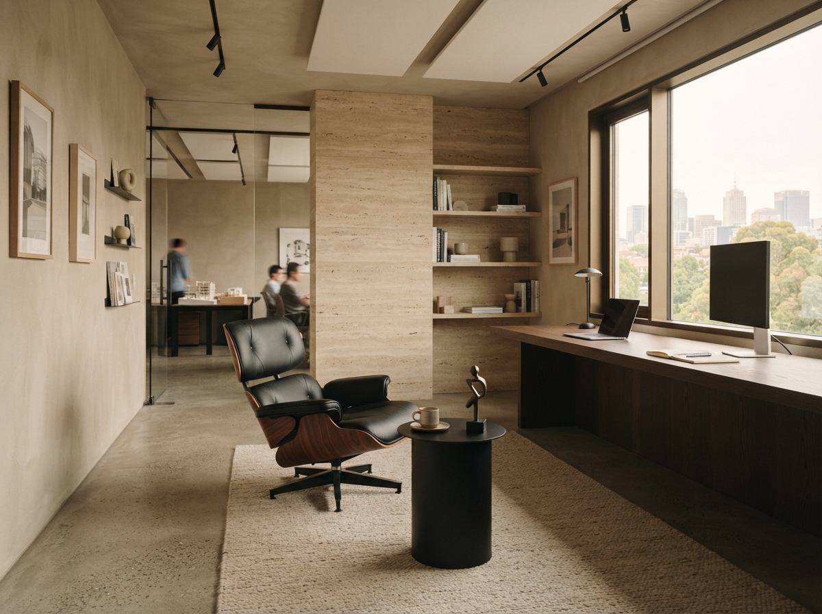 Không gian studio kiến trúc tối giản hiện đại của ANX Studio